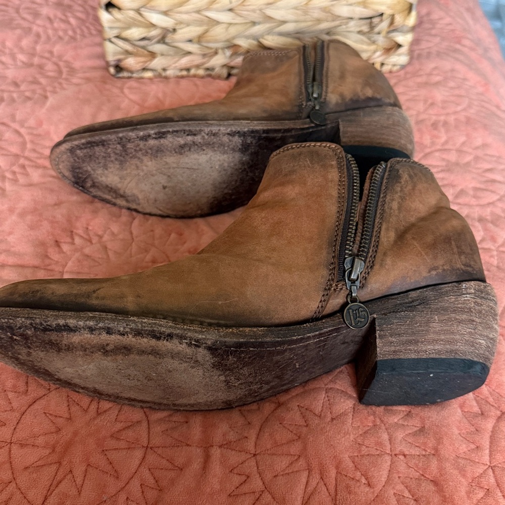 Liberty Black double zipper brown booties size 9.5 distressed cowboy boots - Picture 8 of 10